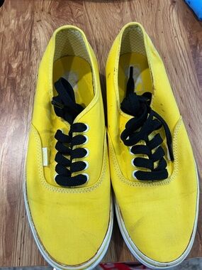 Vans Yellow Canvas Sneakers with Black Laces